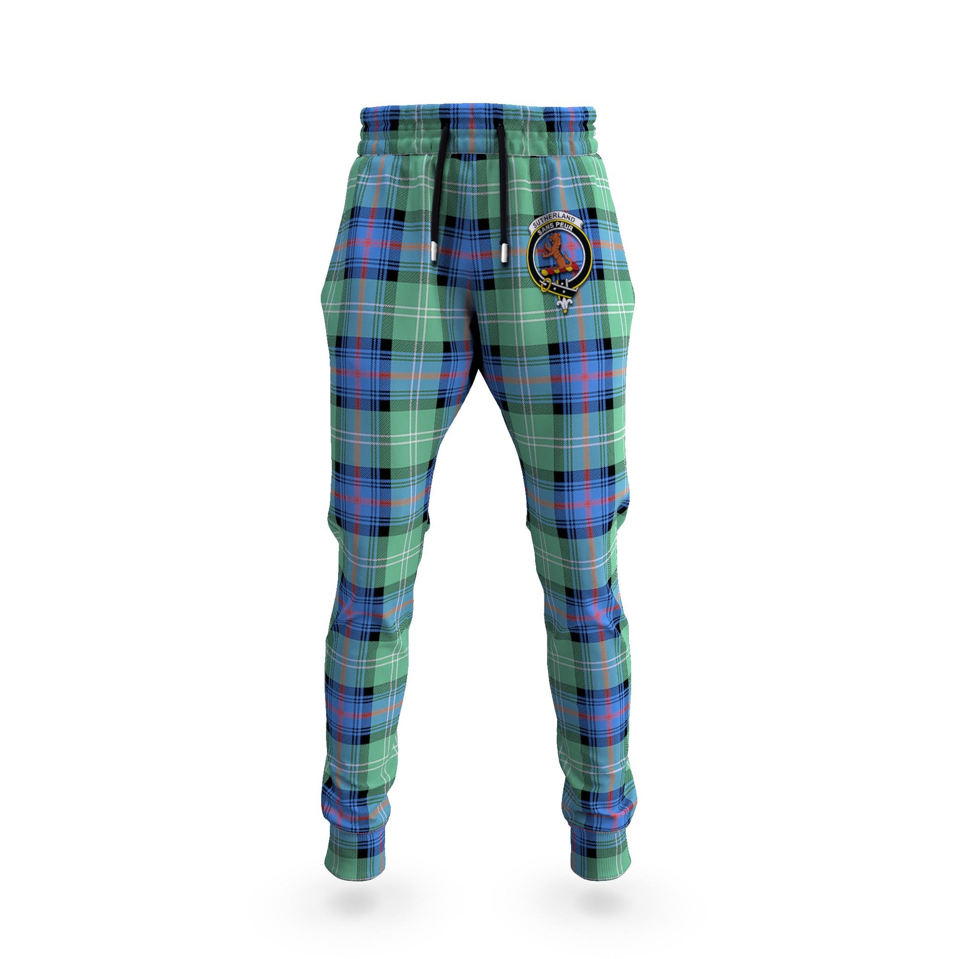 Sutherland Ancient Tartan Joggers Pants with Family Crest 5XL - Tartan Vibes Clothing