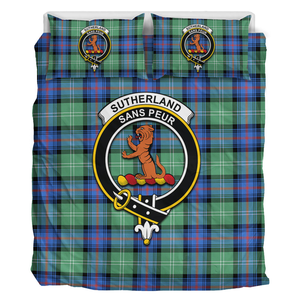 Sutherland Ancient Tartan Bedding Set with Family Crest - Tartan Vibes Clothing