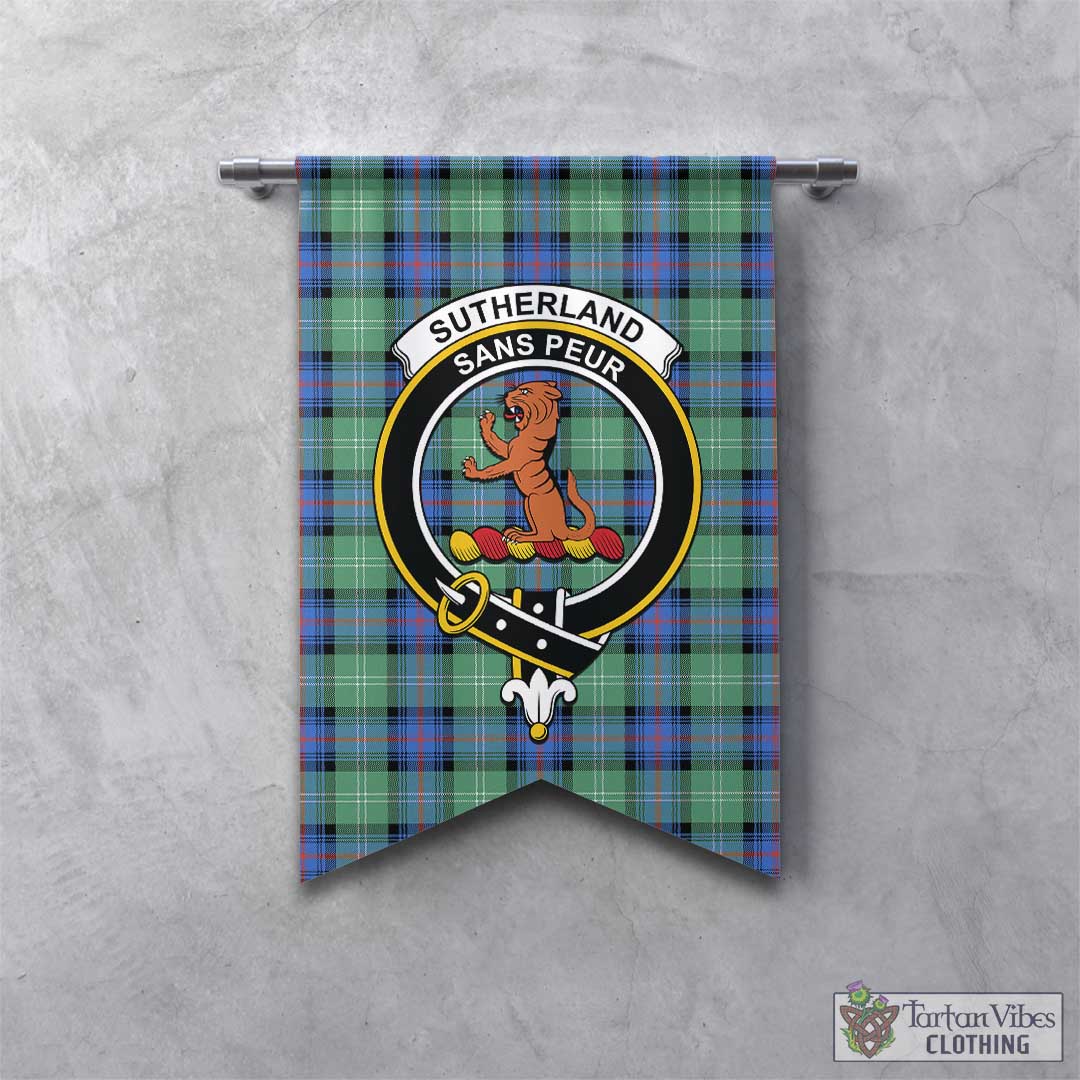 Tartan Vibes Clothing Sutherland Ancient Tartan Gonfalon, Tartan Banner with Family Crest