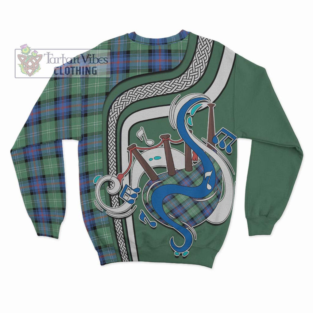 Tartan Vibes Clothing Sutherland Ancient Tartan Sweatshirt with Epic Bagpipe Style