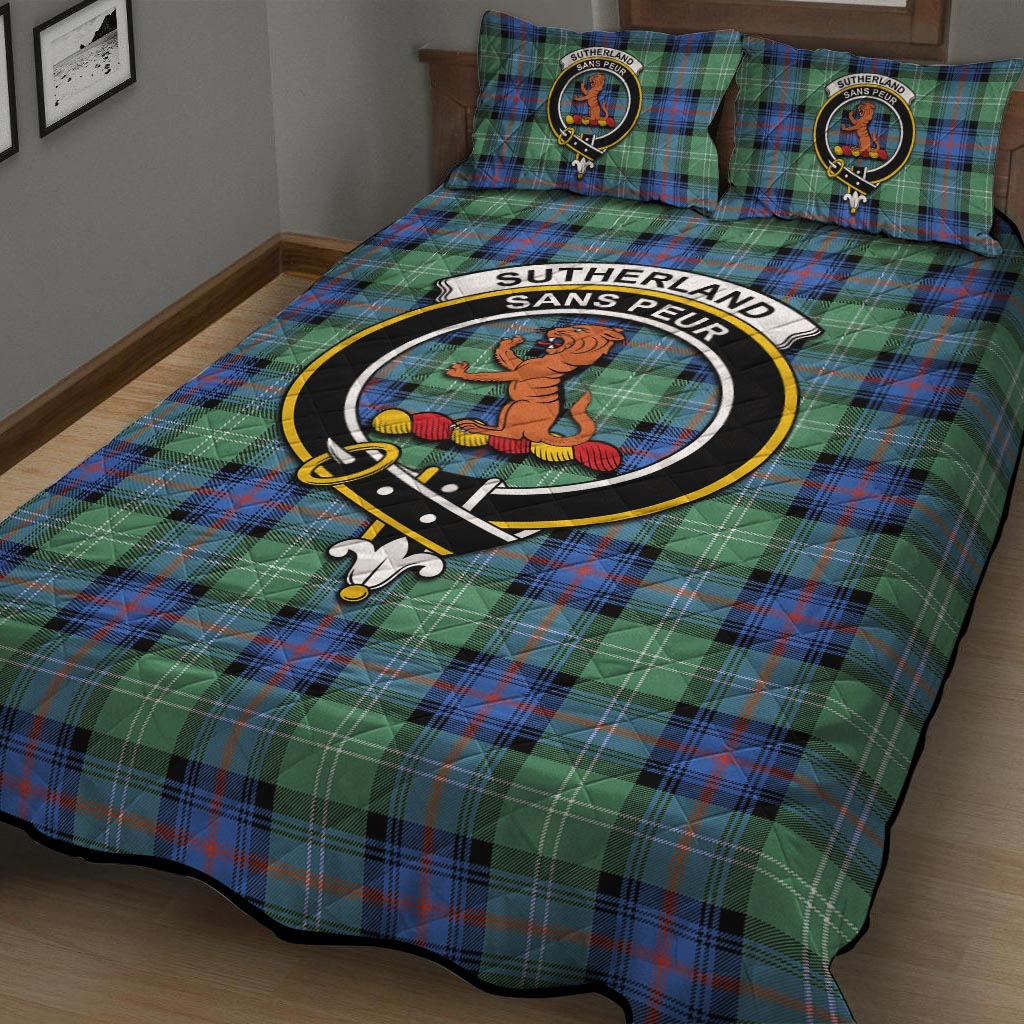 Sutherland Ancient Tartan Quilt Bed Set with Family Crest - Tartan Vibes Clothing