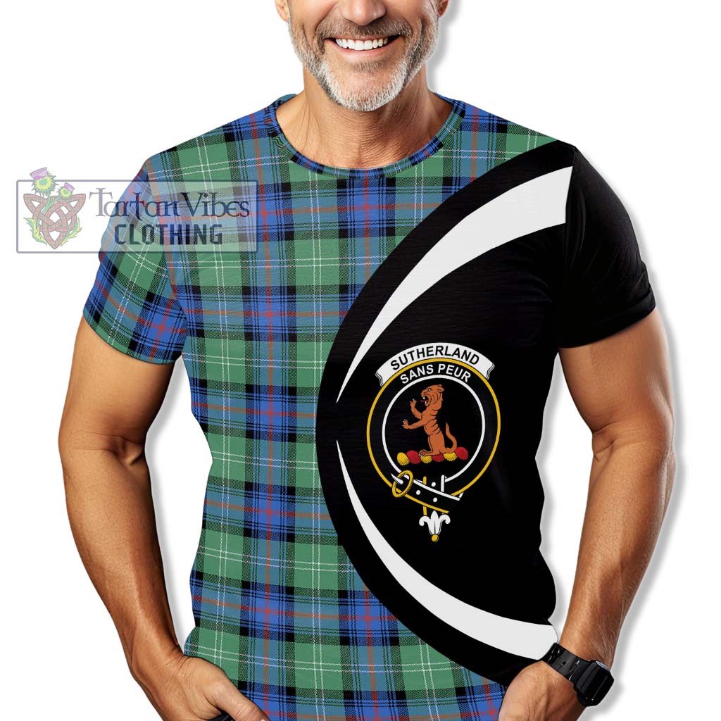 Tartan Vibes Clothing Sutherland Ancient Tartan T-Shirt with Family Crest Circle Style