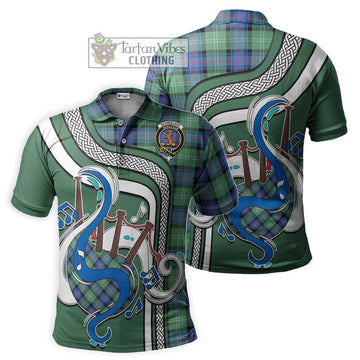 Sutherland Ancient Tartan Polo Shirt with Epic Bagpipe Style