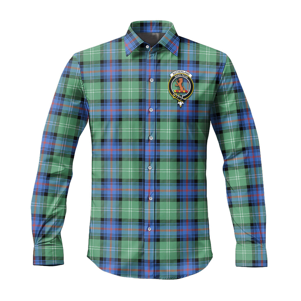 sutherland-ancient-tartan-long-sleeve-button-up-shirt-with-family-crest