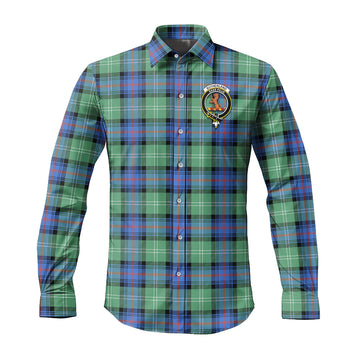 Sutherland Ancient Tartan Long Sleeve Button Up Shirt with Family Crest