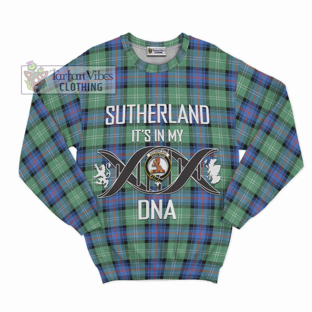 Sutherland Ancient Tartan Sweatshirt with Family Crest DNA In Me Style - Tartanvibesclothing Shop