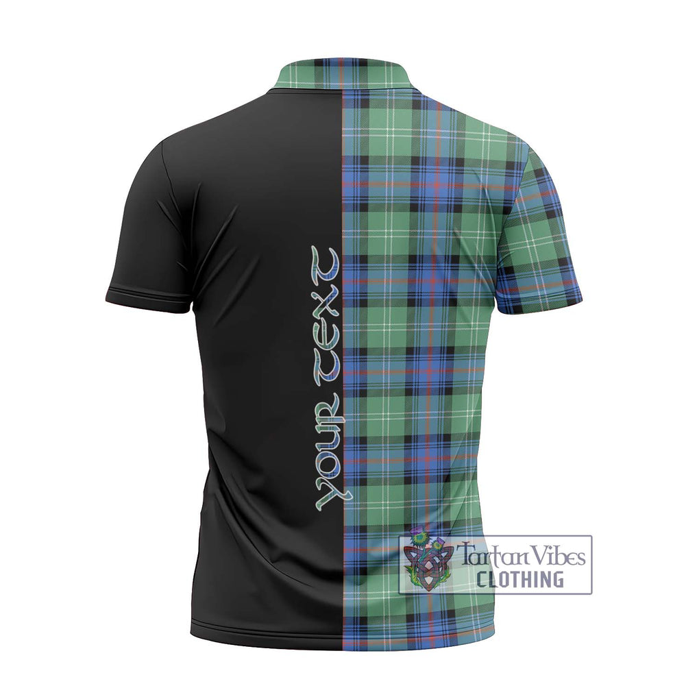 Sutherland Ancient Tartan Zipper Polo Shirt with Family Crest and Half Of Me Style - Tartanvibesclothing Shop