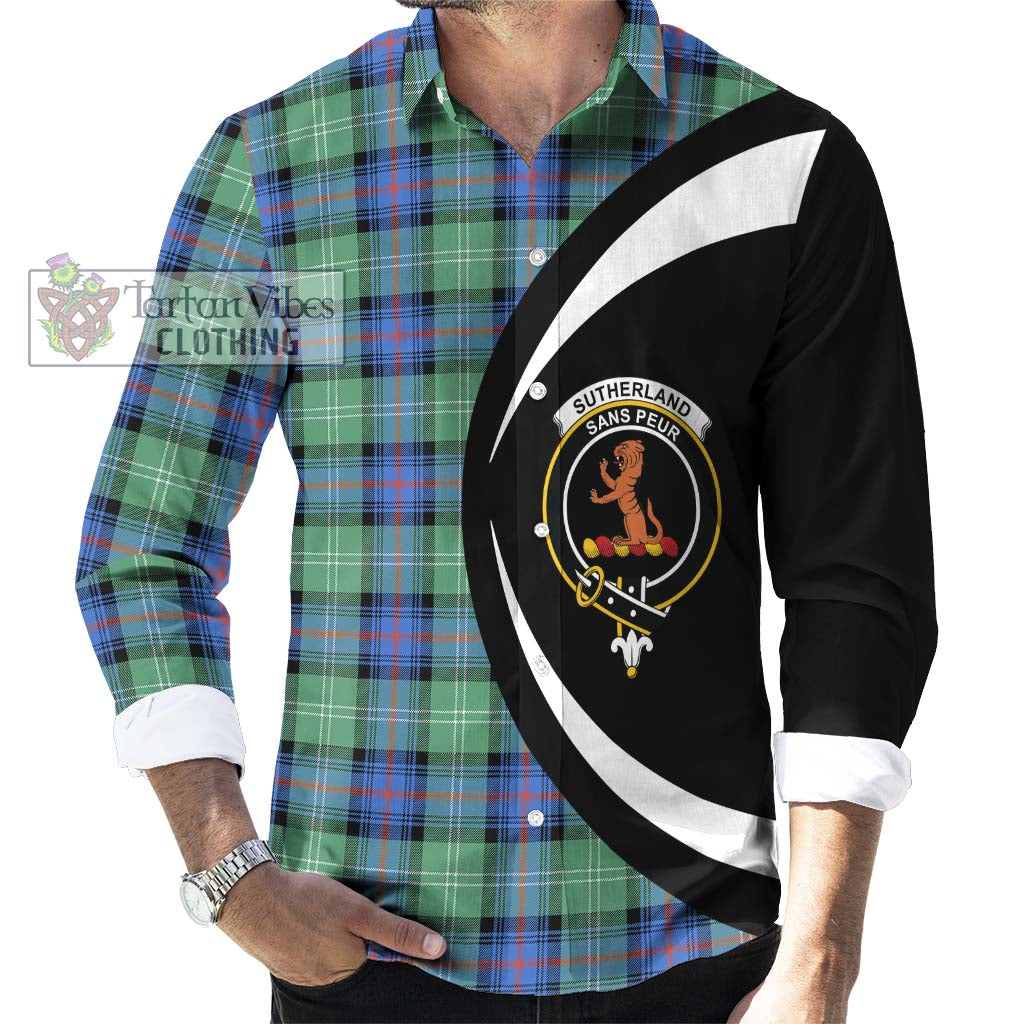 Sutherland Ancient Tartan Long Sleeve Button Up with Family Crest Circle Style - Tartan Vibes Clothing