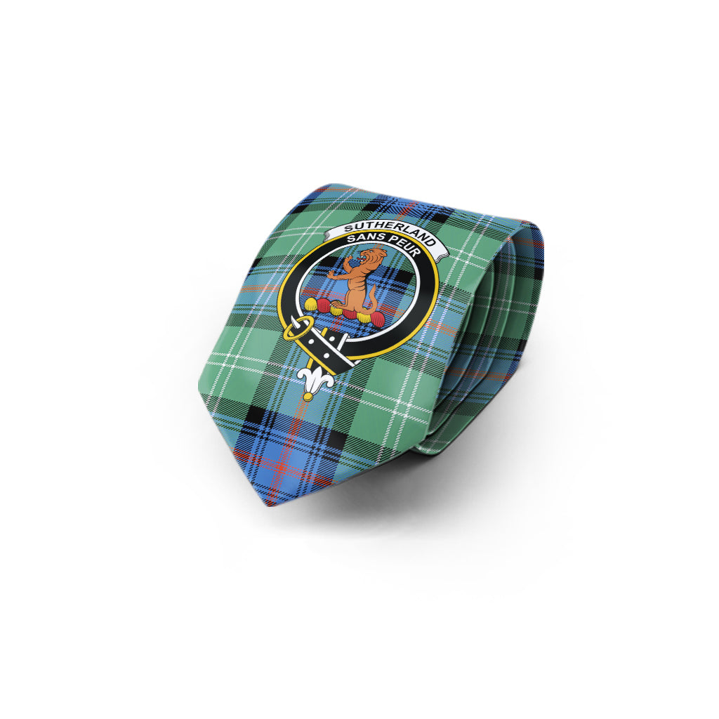 Sutherland Ancient Tartan Classic Necktie with Family Crest - Tartan Vibes Clothing