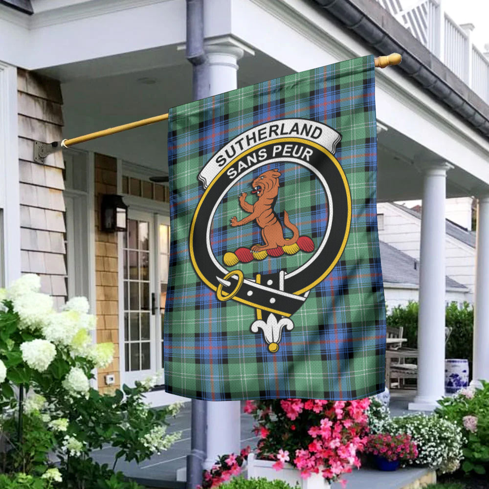 Sutherland Ancient Tartan Flag with Family Crest - Tartan Vibes Clothing