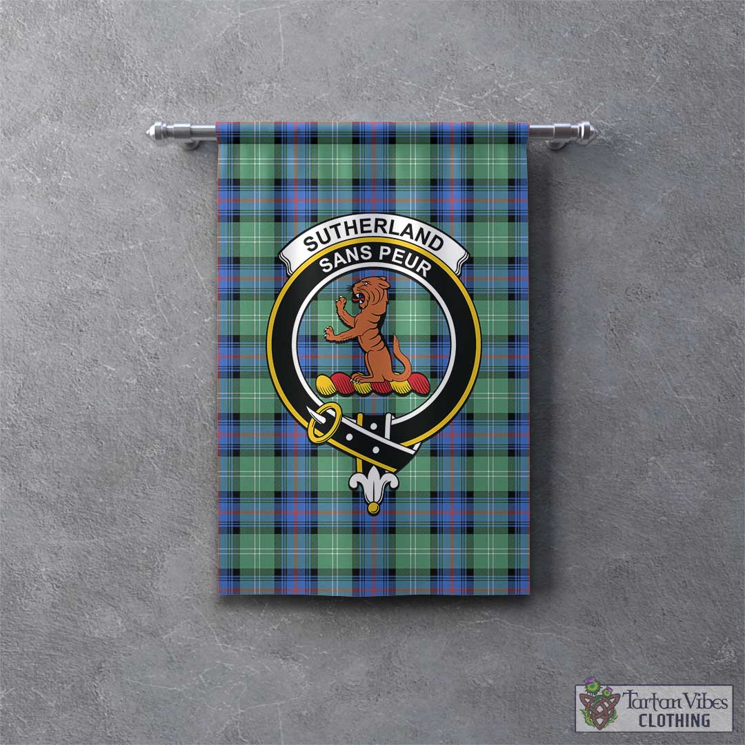 Tartan Vibes Clothing Sutherland Ancient Tartan Gonfalon, Tartan Banner with Family Crest