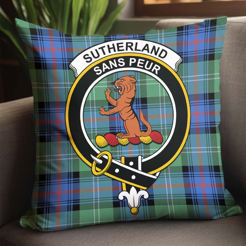 Sutherland Ancient Tartan Pillow Cover with Family Crest - Tartanvibesclothing