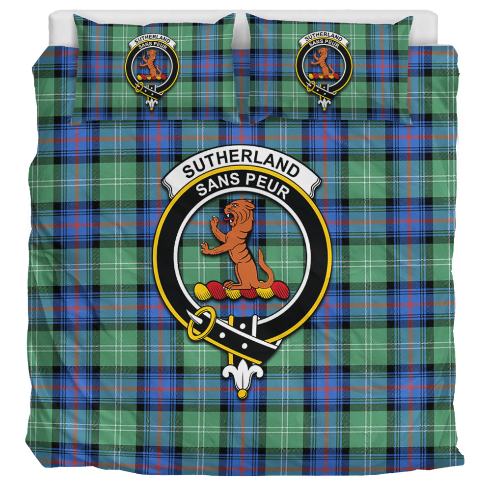 Sutherland Ancient Tartan Bedding Set with Family Crest UK Bedding Set UK Super King 104*94 inch - Tartan Vibes Clothing