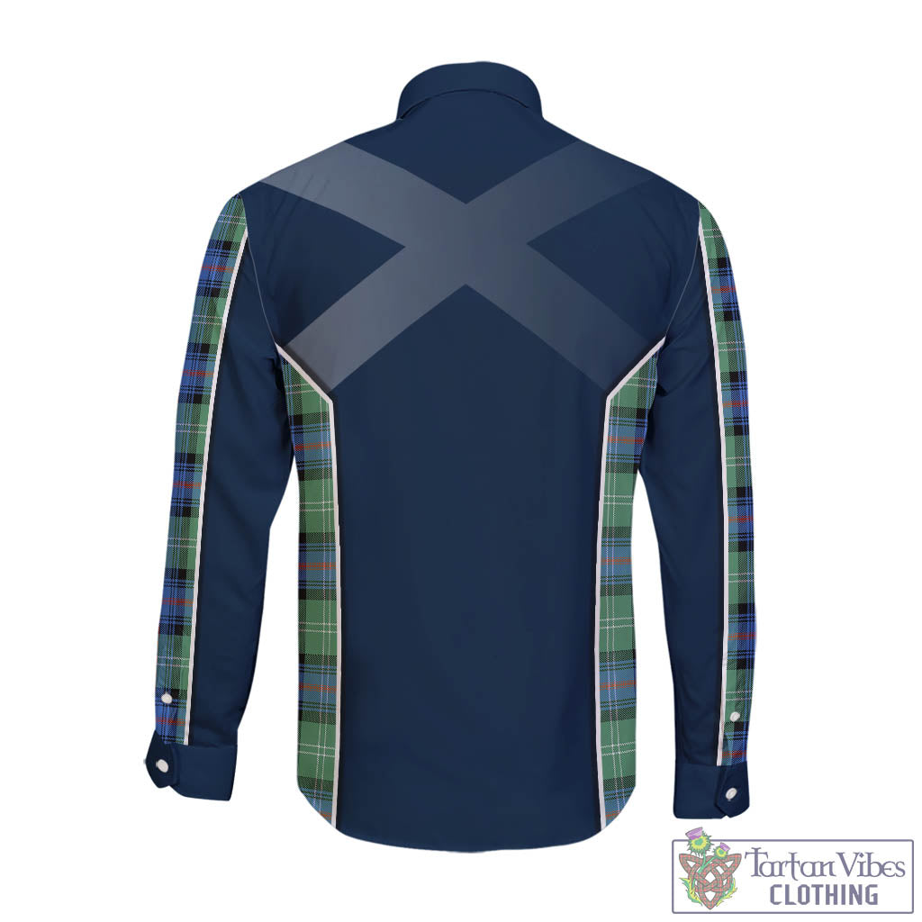 Tartan Vibes Clothing Sutherland Ancient Tartan Long Sleeve Button Up Shirt with Family Crest and Scottish Thistle Vibes Sport Style