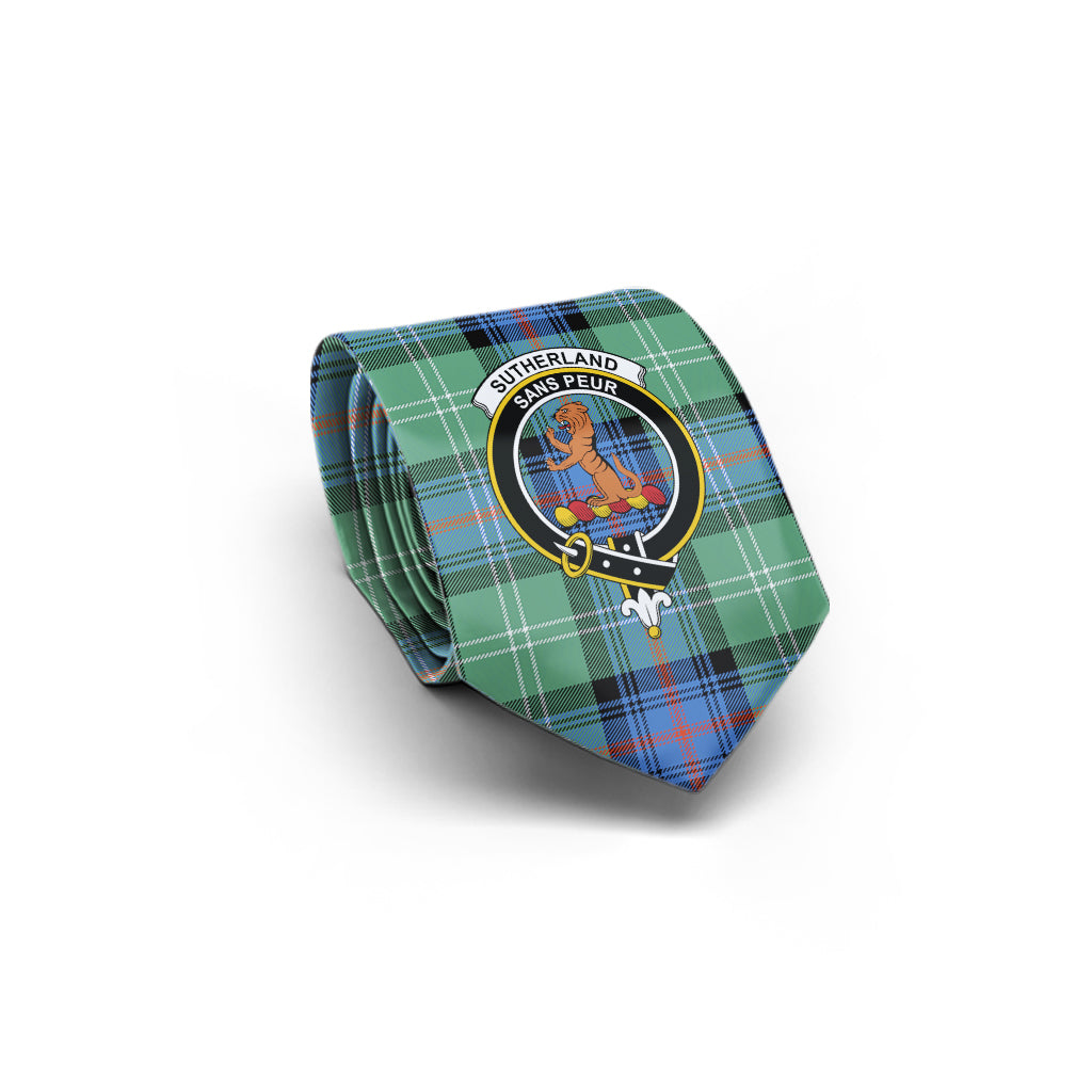 Sutherland Ancient Tartan Classic Necktie with Family Crest - Tartan Vibes Clothing