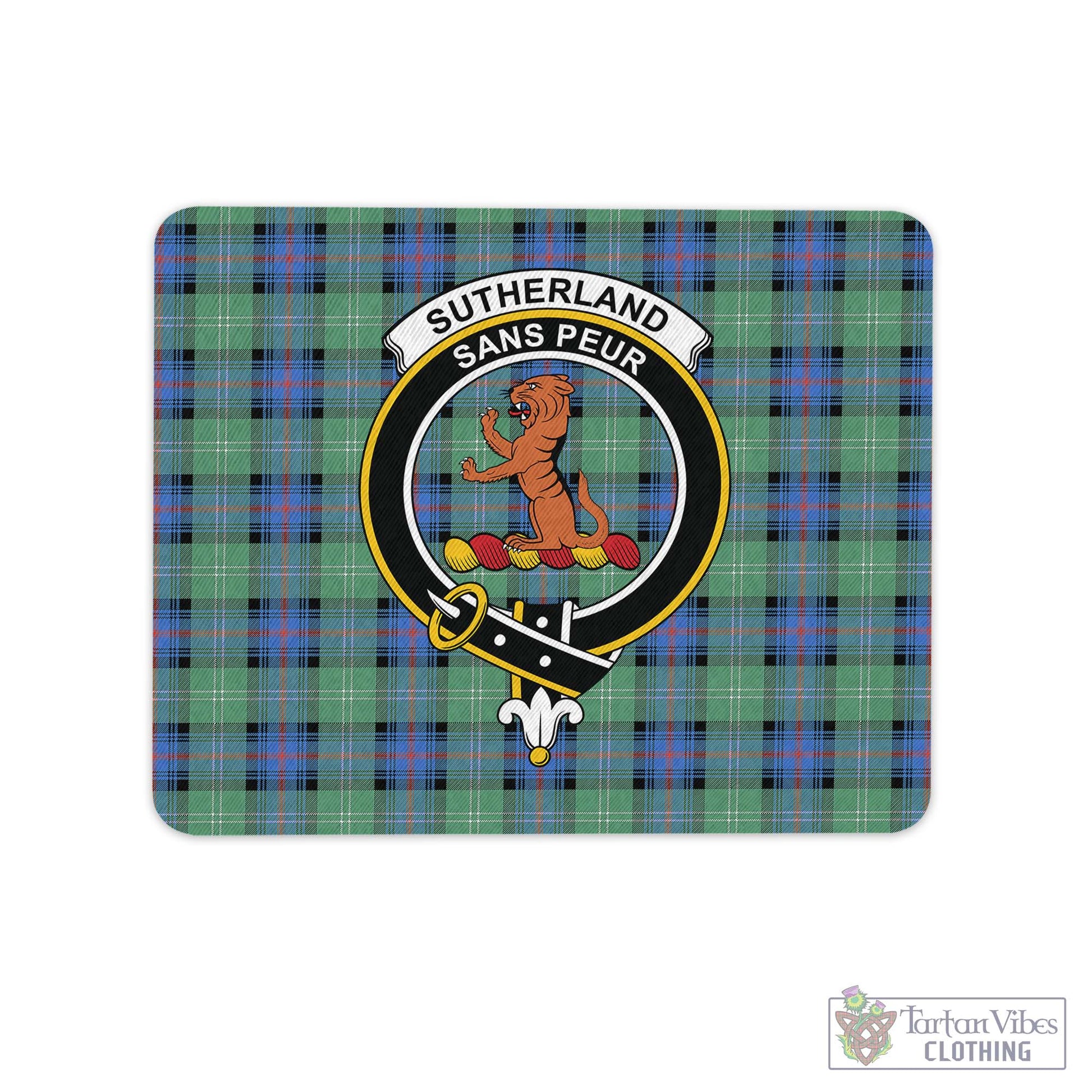 Tartan Vibes Clothing Sutherland Ancient Tartan Mouse Pad with Family Crest