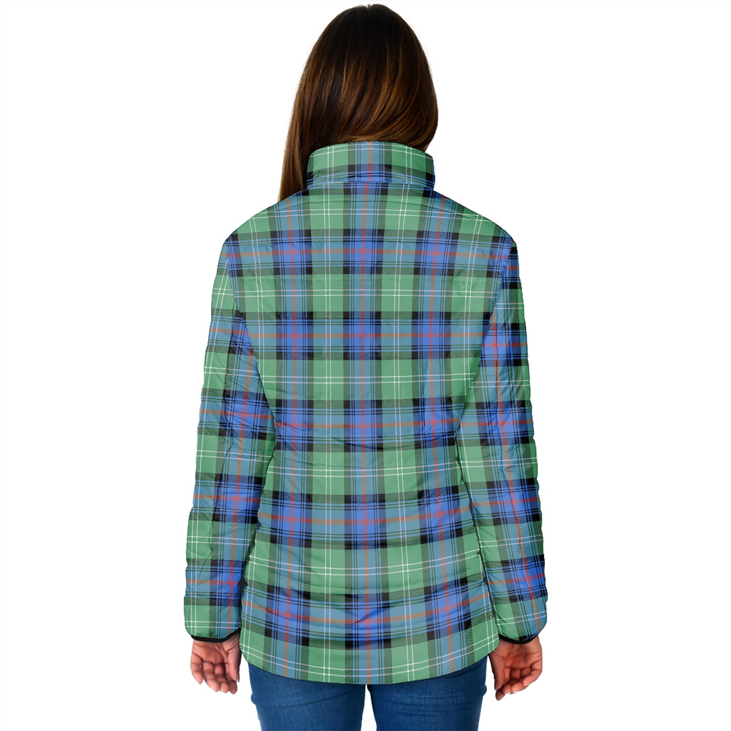 Sutherland Ancient Tartan Padded Jacket with Family Crest - Tartan Vibes Clothing