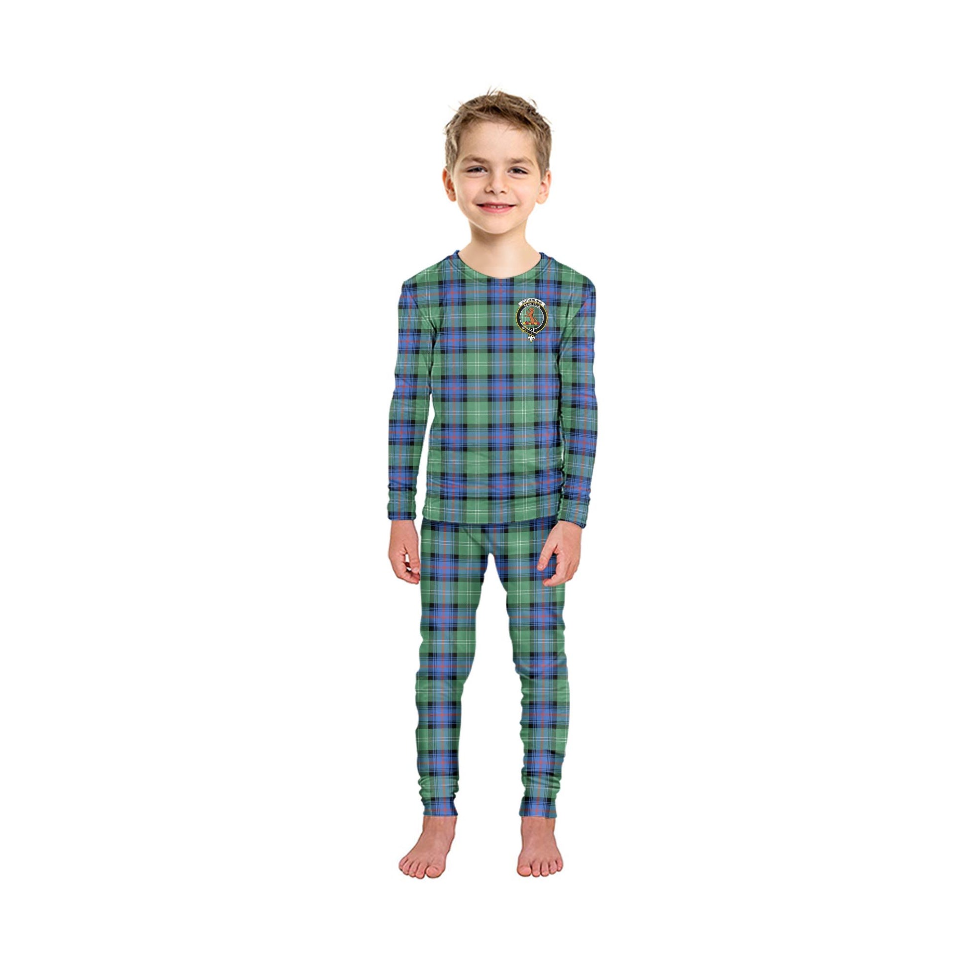 Sutherland Ancient Tartan Pajamas Family Set with Family Crest - Tartanvibesclothing