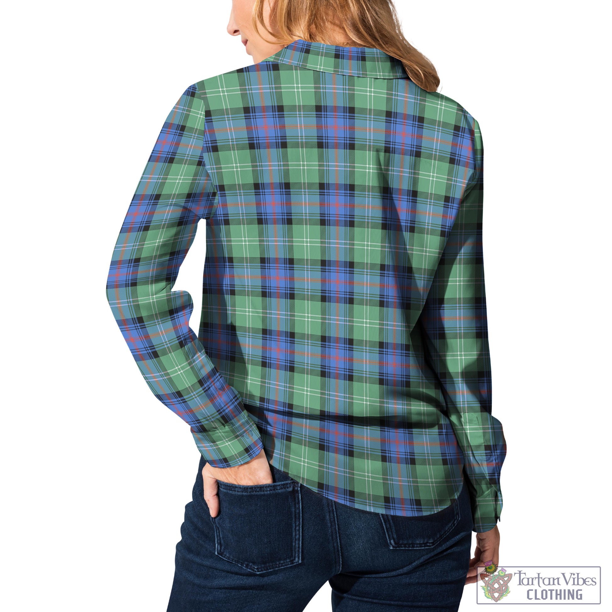 Tartan Vibes Clothing Sutherland Ancient Tartan Womens Casual Shirt with Family Crest