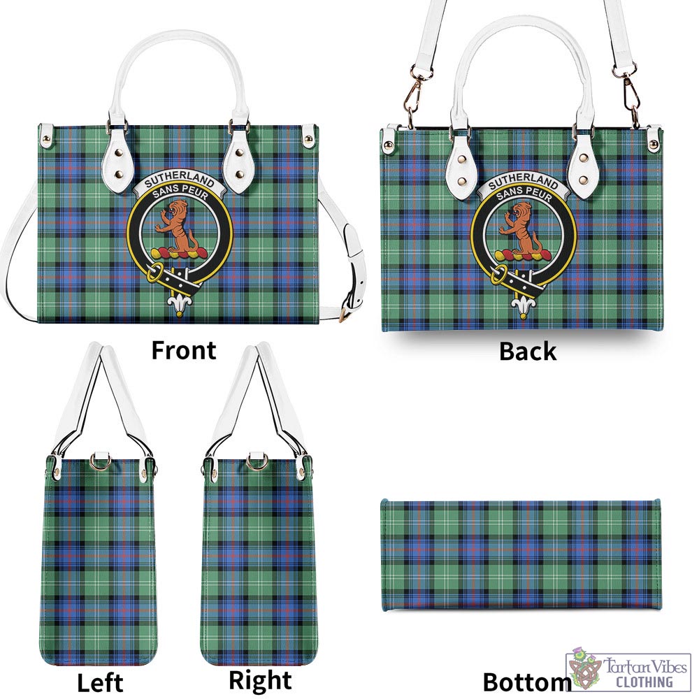 Tartan Vibes Clothing Sutherland Ancient Tartan Luxury Leather Handbags with Family Crest