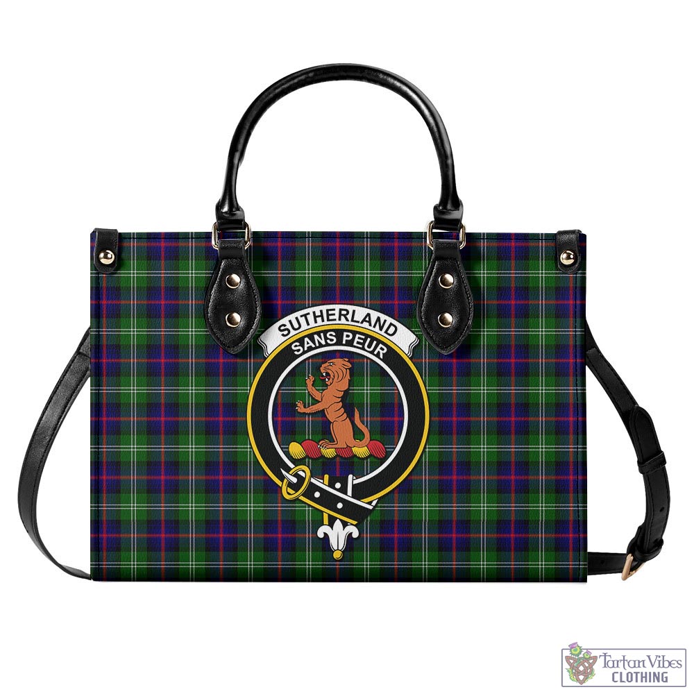 Tartan Vibes Clothing Sutherland Modern Tartan Luxury Leather Handbags with Family Crest