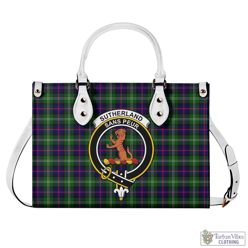 Tartan Vibes Clothing Sutherland Modern Tartan Luxury Leather Handbags with Family Crest