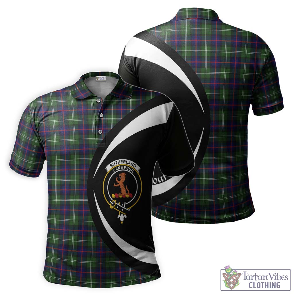 Sutherland Tartan Men's Polo Shirt with Family Crest Circle Style Kid - Tartan Vibes Clothing