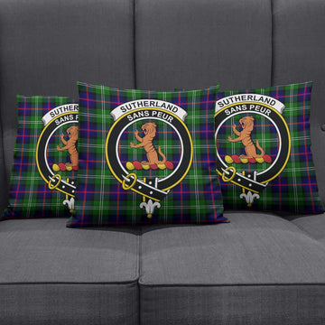 Sutherland Tartan Pillow Cover with Family Crest