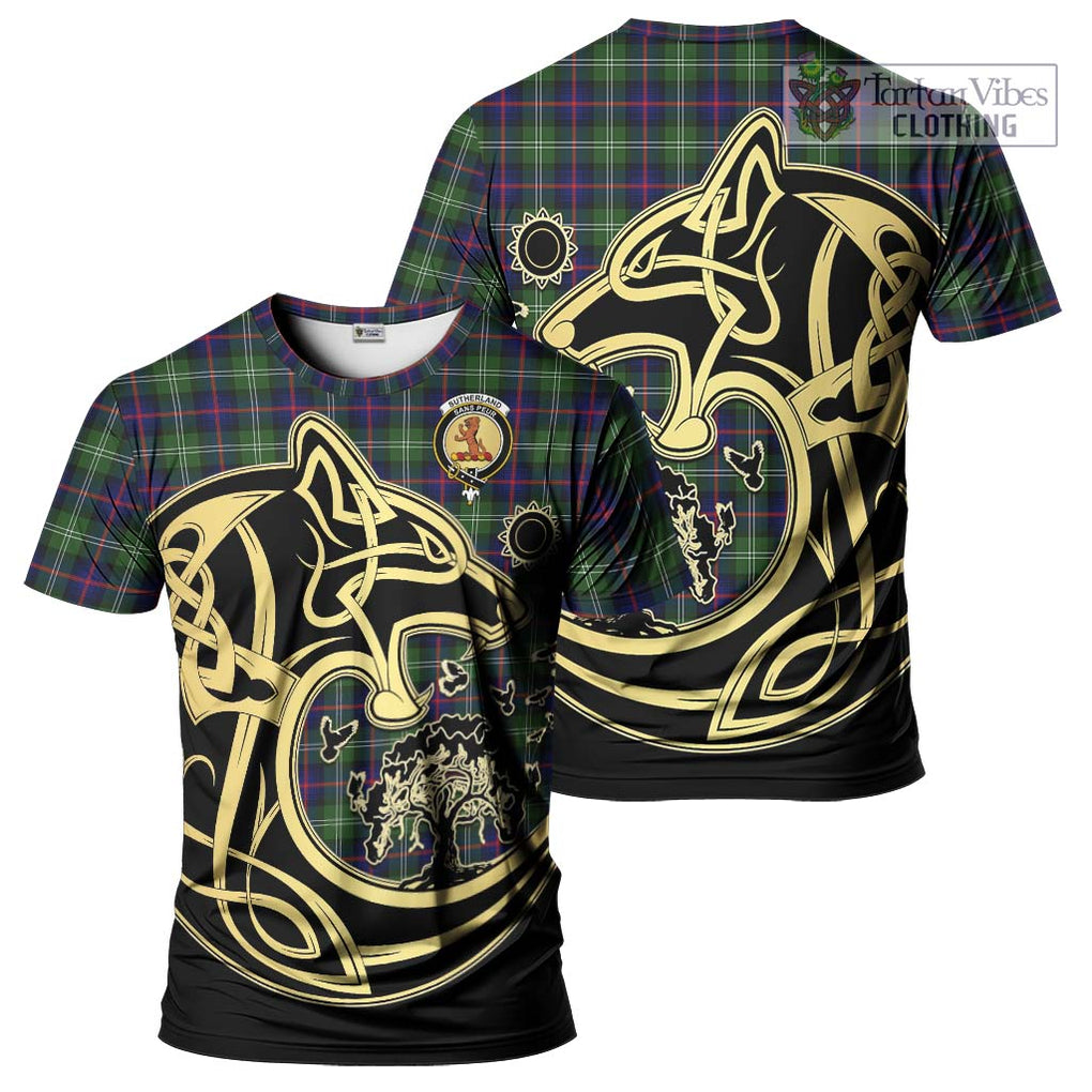 Sutherland Tartan T-Shirt with Family Crest Celtic Wolf Style Kid's Shirt - Tartan Vibes Clothing