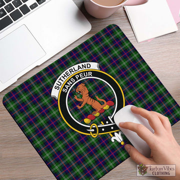 Sutherland Modern Tartan Mouse Pad with Family Crest