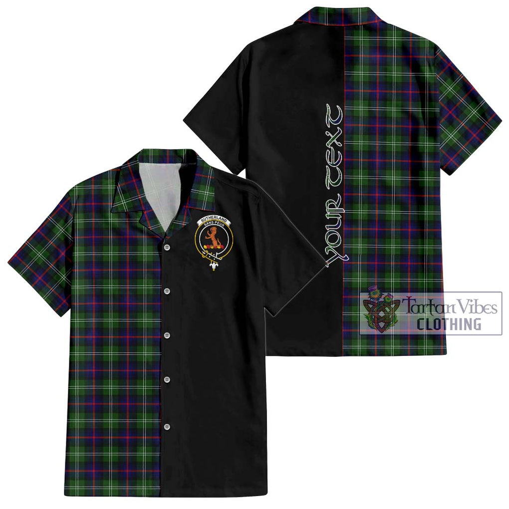 Sutherland Tartan Short Sleeve Button Shirt with Family Crest and Half Of Me Style Kid - Tartanvibesclothing Shop