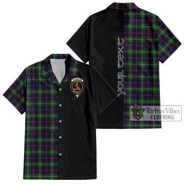 Sutherland Tartan Short Sleeve Button Shirt with Family Crest and Half Of Me Style