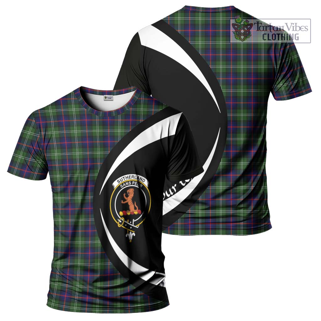 Tartan Vibes Clothing Sutherland Modern Tartan T-Shirt with Family Crest Circle Style