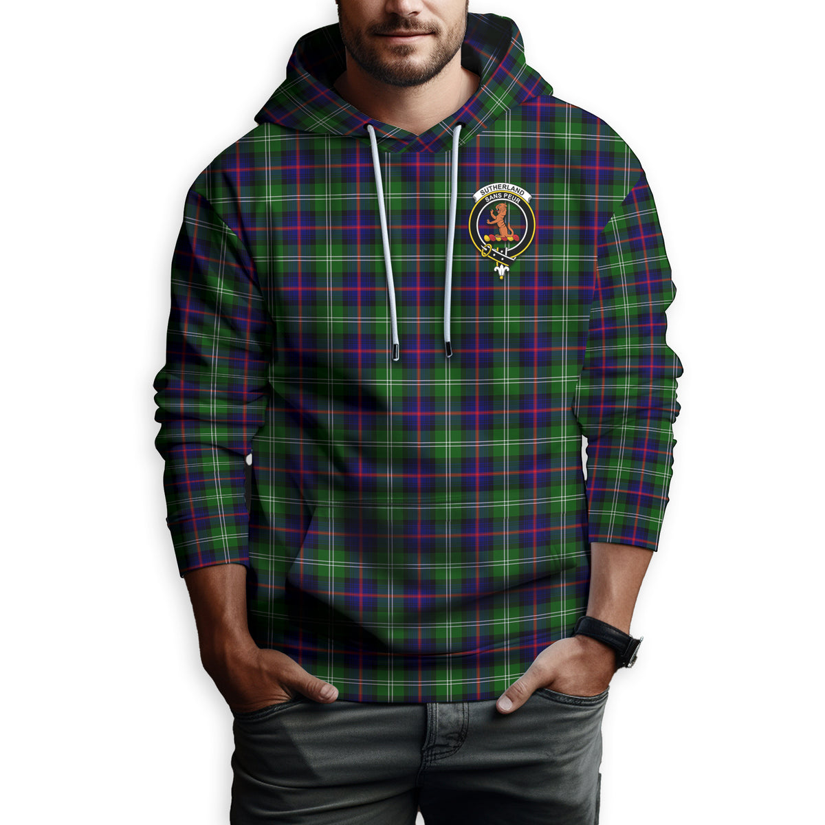Sutherland Tartan Hoodie with Family Crest Zip Hoodie - Tartan Vibes Clothing