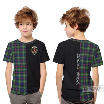 Sutherland Tartan Kid T-Shirt with Family Crest and Half Of Me Style