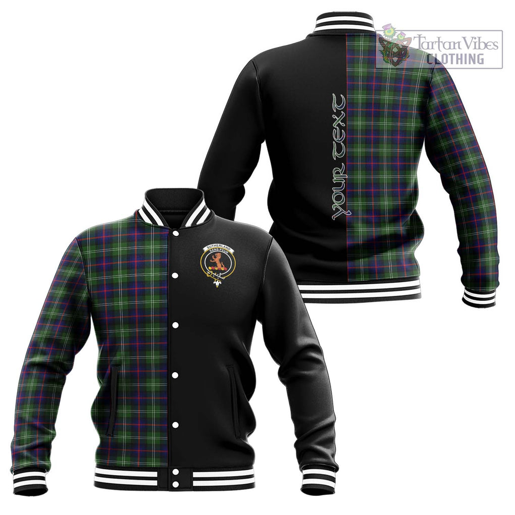 Sutherland Tartan Baseball Jacket with Family Crest and Half Of Me Style Unisex - Tartanvibesclothing Shop