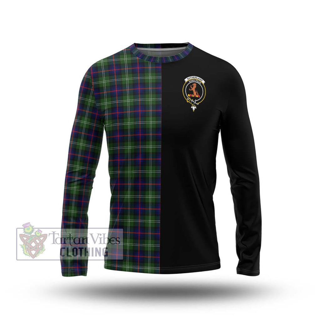 Sutherland Tartan Long Sleeve T-Shirt with Family Crest and Half Of Me Style Unisex - Tartanvibesclothing Shop