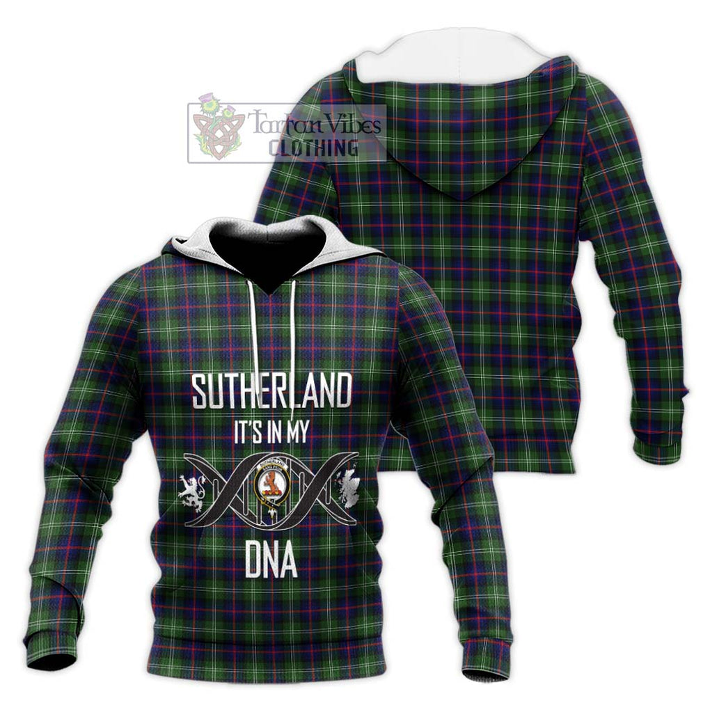 Sutherland Tartan Knitted Hoodie with Family Crest DNA In Me Style Unisex Knitted Pullover Hoodie - Tartanvibesclothing Shop