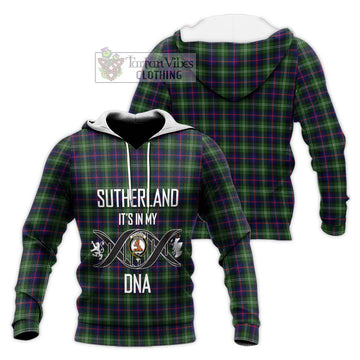 Sutherland Tartan Knitted Hoodie with Family Crest DNA In Me Style