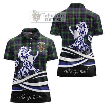 Sutherland Tartan Women's Polo Shirt with Alba Gu Brath Regal Lion Emblem