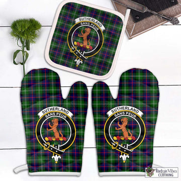 Sutherland Tartan Combo Oven Mitt & Pot-Holder with Family Crest