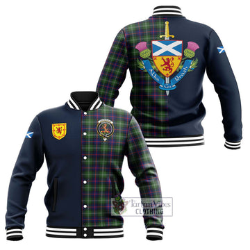 Sutherland Tartan Baseball Jacket Alba with Scottish Lion Royal Arm Half Style