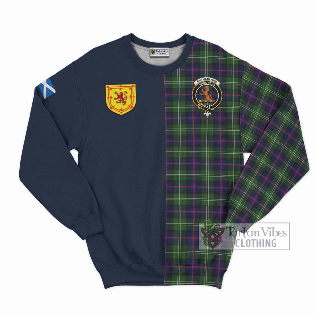 Sutherland Tartan Sweatshirt Alba with Scottish Lion Royal Arm Half Style Unisex - Tartan Vibes Clothing