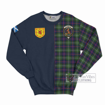 Sutherland Tartan Sweatshirt Alba with Scottish Lion Royal Arm Half Style