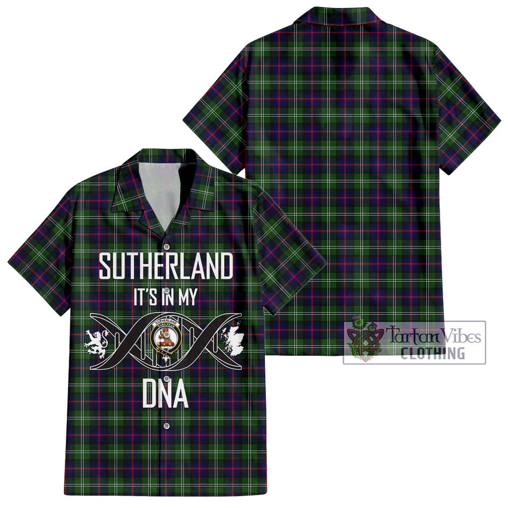 Sutherland Tartan Short Sleeve Button Shirt with Family Crest DNA In Me Style Kid - Tartanvibesclothing Shop