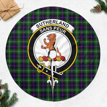 Sutherland Tartan Christmas Tree Skirt with Family Crest