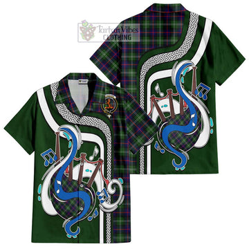 Sutherland Tartan Short Sleeve Button Shirt with Epic Bagpipe Style