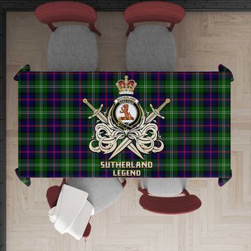 Sutherland Tartan Tablecloth with Clan Crest and the Golden Sword of Courageous Legacy