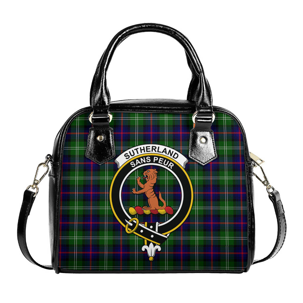 Sutherland Modern Tartan Shoulder Handbags with Family Crest One Size 6*25*22 cm - Tartanvibesclothing