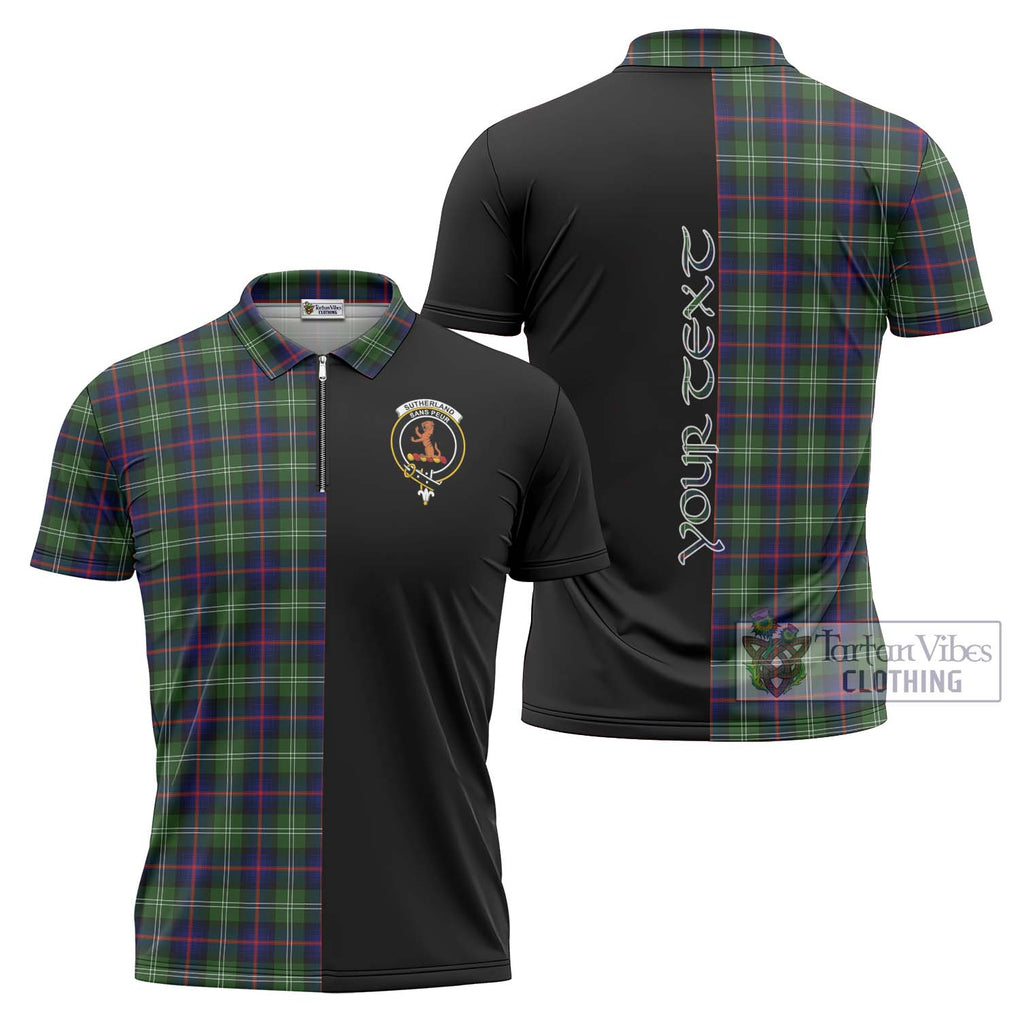 Sutherland Tartan Zipper Polo Shirt with Family Crest and Half Of Me Style Unisex - Tartanvibesclothing Shop